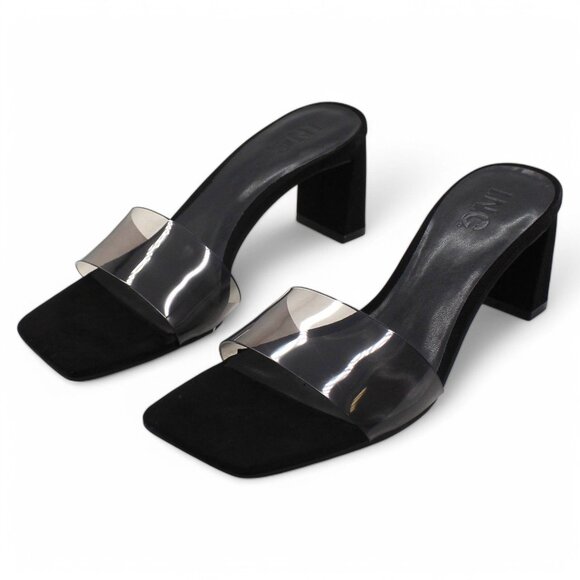 Inc Womens Black Comfort Slip Resistant Beyla Square Toe Block Heel Slip on Dres - Picture 4 of 7